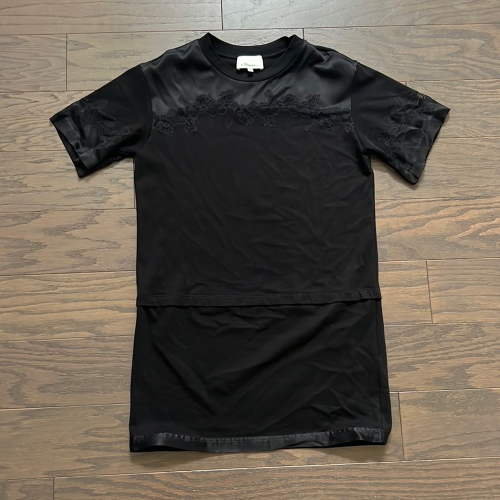 3.1 Phillip Liz Lace Insert Satin T Shirt Dress